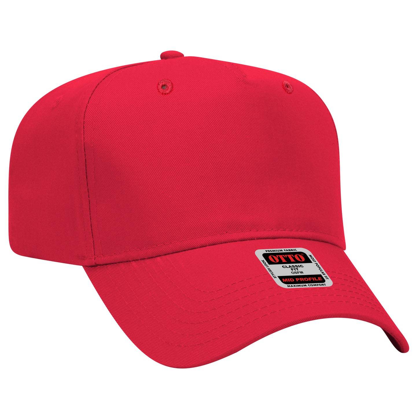 Black Crown Blank – Otto Cap 31-069 Mid Profile 5-Panel Baseball Cap (Structured Fit)