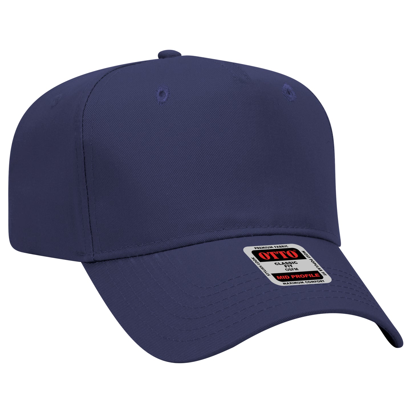 Black Crown Blank – Otto Cap 31-069 Mid Profile 5-Panel Baseball Cap (Structured Fit)