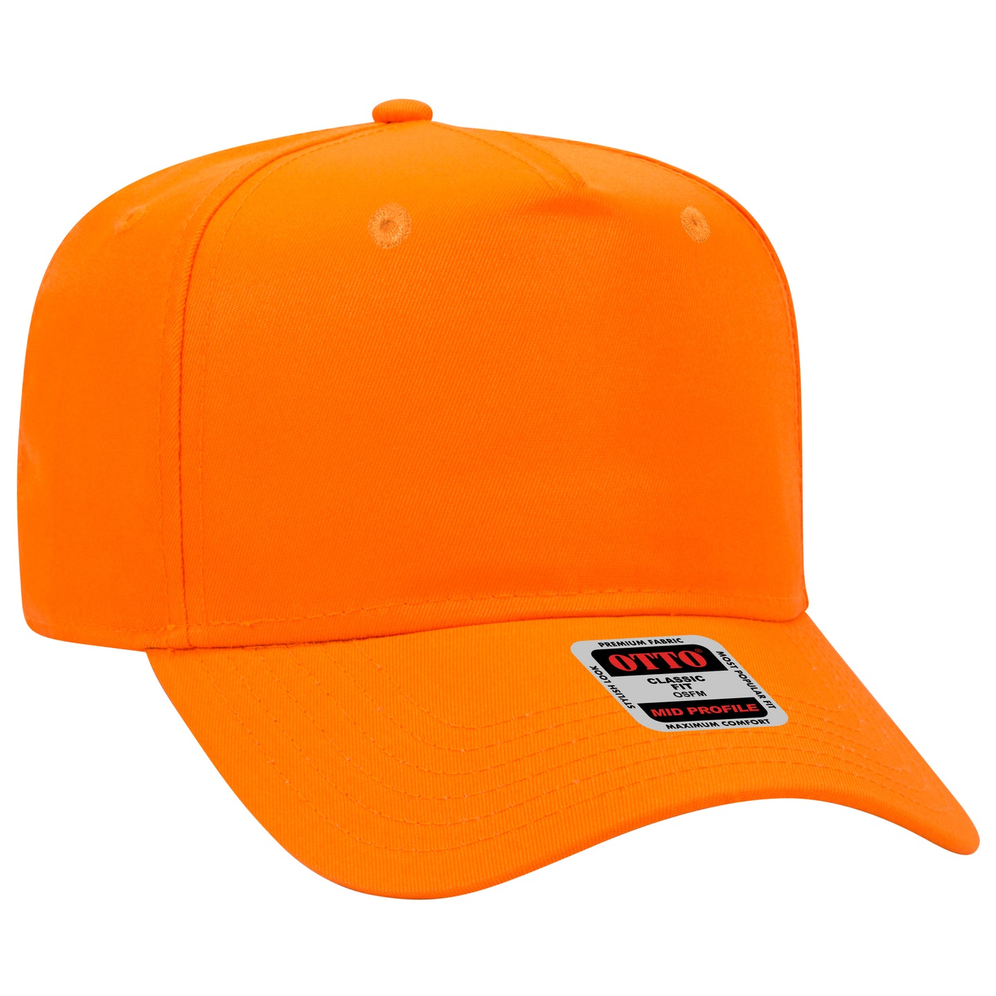 Black Crown Blank – Otto Cap 31-069 Mid Profile 5-Panel Baseball Cap (Structured Fit)