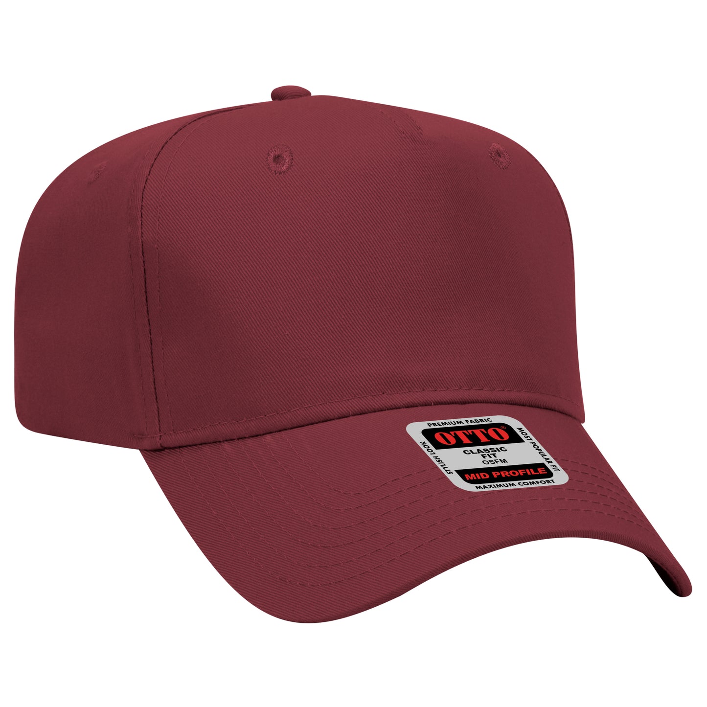 Black Crown Blank – Otto Cap 31-069 Mid Profile 5-Panel Baseball Cap (Structured Fit)