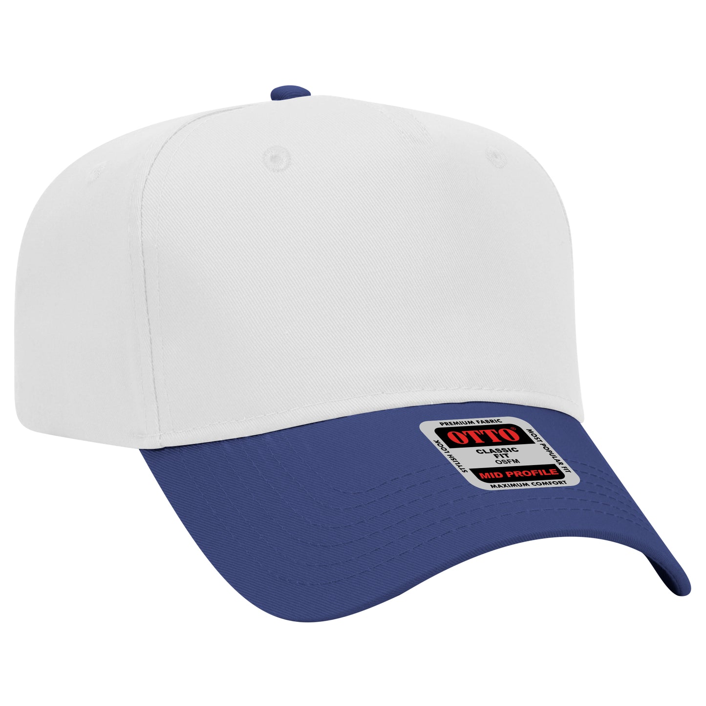 Black Crown Blank – Otto Cap 31-069 Mid Profile 5-Panel Baseball Cap (Structured Fit)
