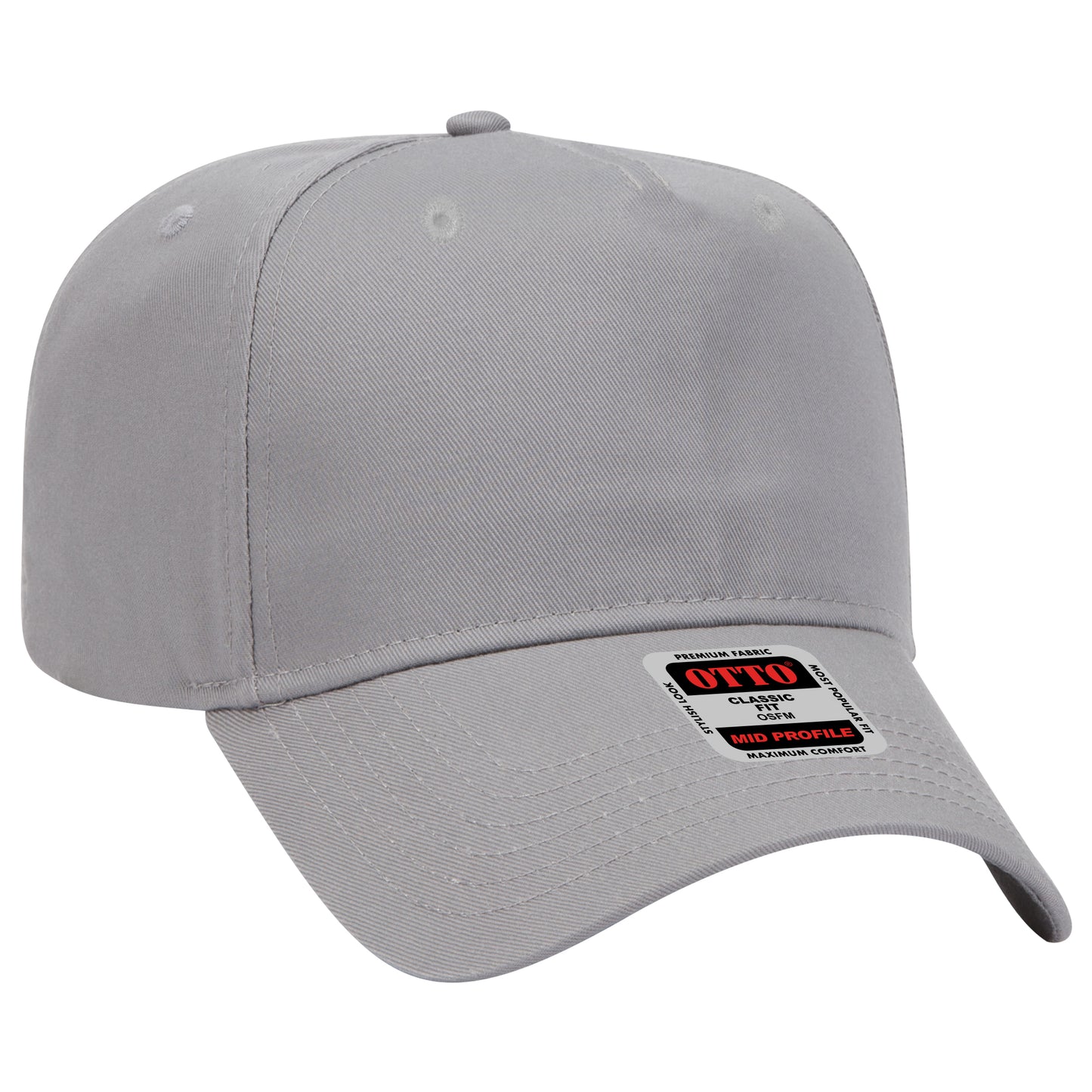 Black Crown Blank – Otto Cap 31-069 Mid Profile 5-Panel Baseball Cap (Structured Fit)