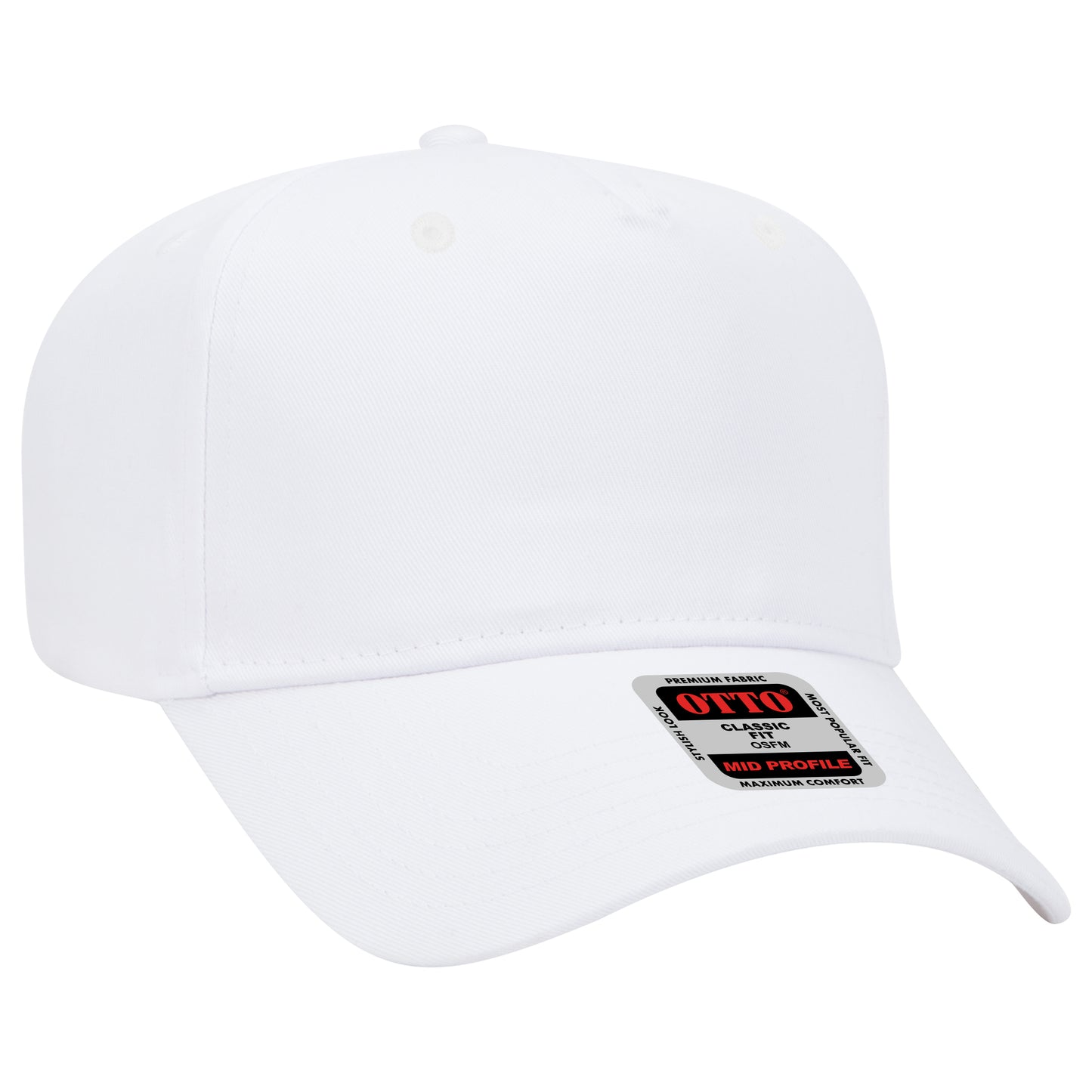 Black Crown Blank – Otto Cap 31-069 Mid Profile 5-Panel Baseball Cap (Structured Fit)