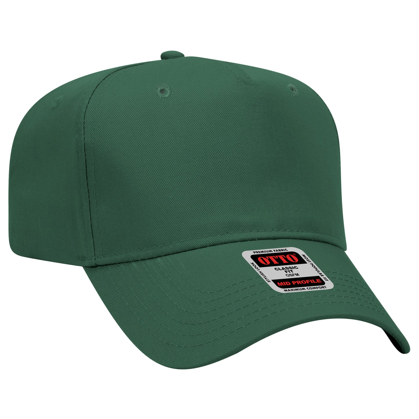 Black Crown Blank – Otto Cap 31-069 Mid Profile 5-Panel Baseball Cap (Structured Fit)