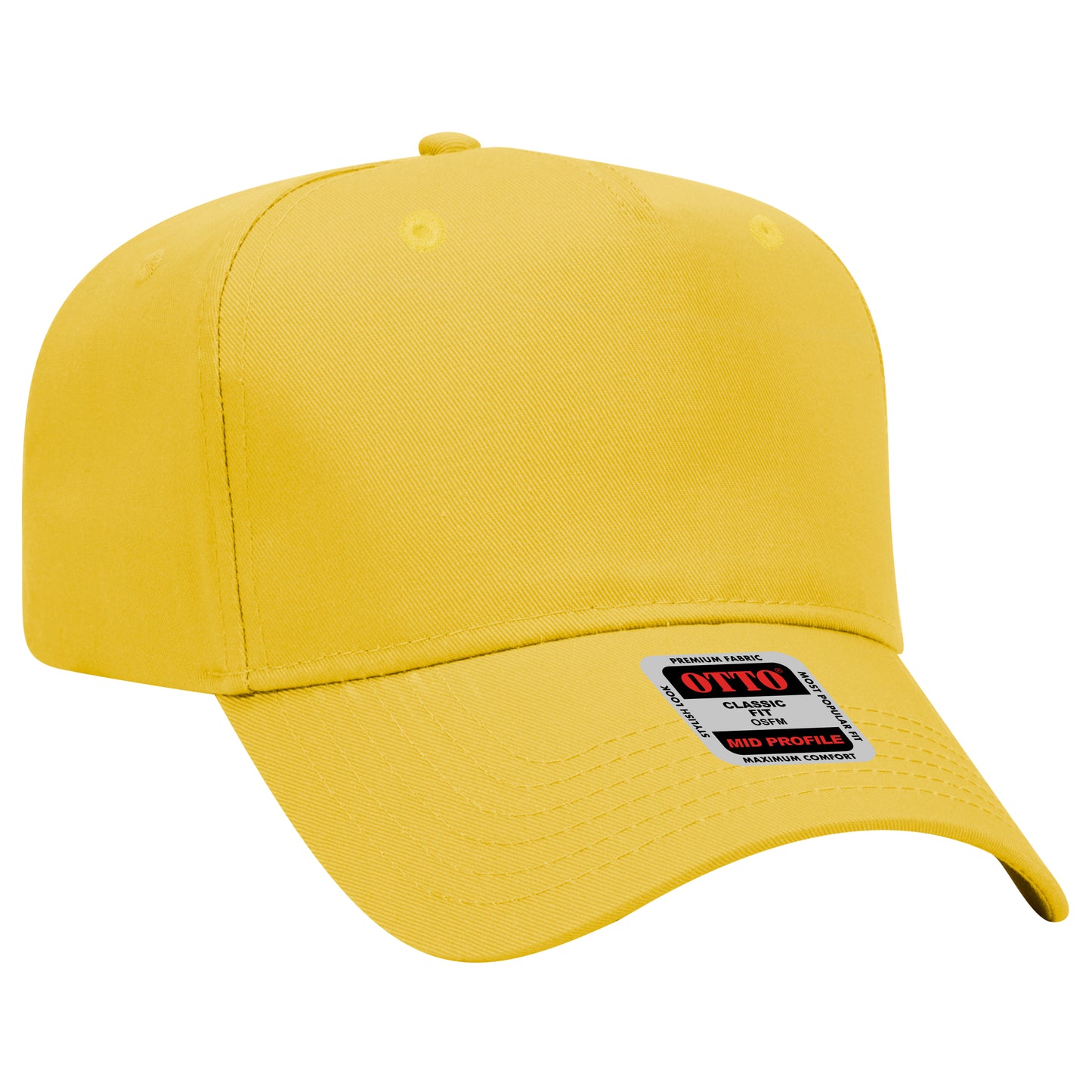Black Crown Blank – Otto Cap 31-069 Mid Profile 5-Panel Baseball Cap (Structured Fit)