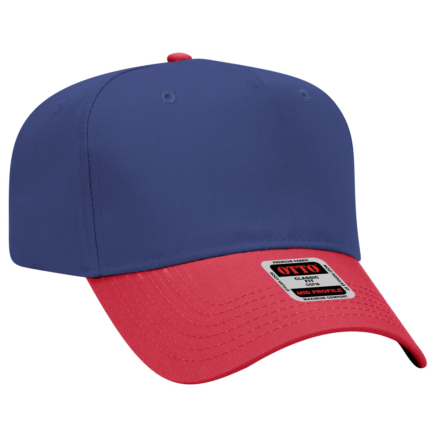 Black Crown Blank – Otto Cap 31-069 Mid Profile 5-Panel Baseball Cap (Structured Fit)