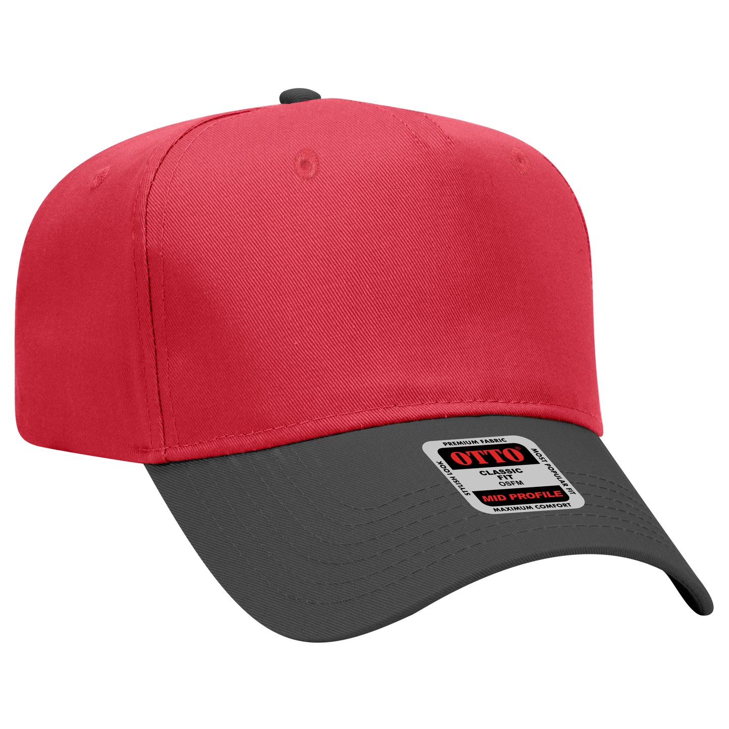 Black Crown Blank – Otto Cap 31-069 Mid Profile 5-Panel Baseball Cap (Structured Fit)