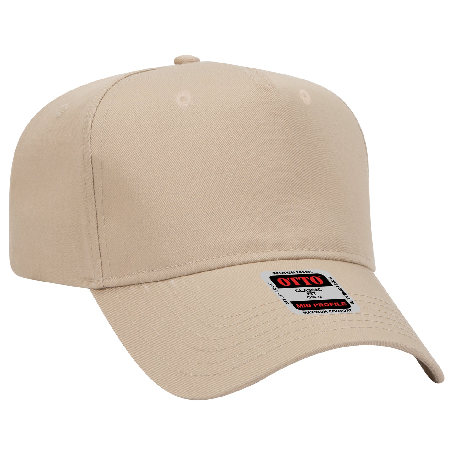 Black Crown Blank – Otto Cap 31-069 Mid Profile 5-Panel Baseball Cap (Structured Fit)
