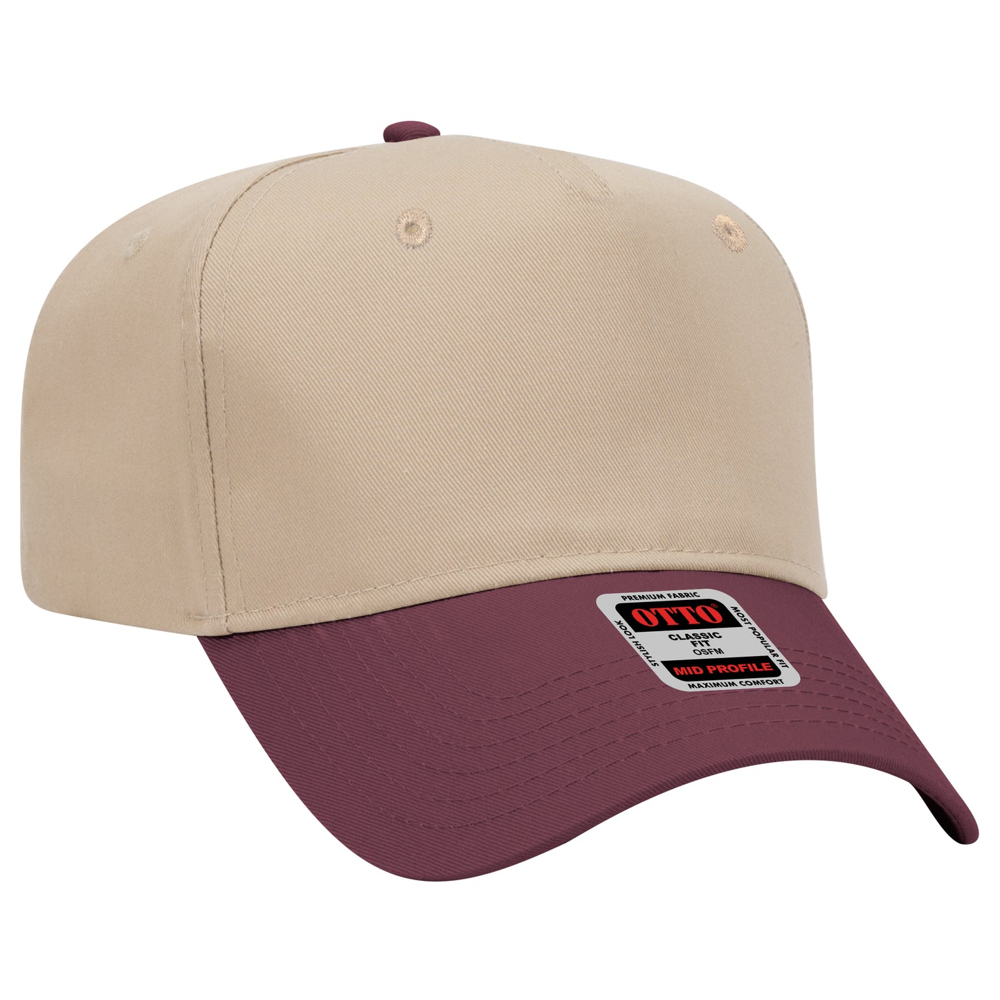 Black Crown Blank – Otto Cap 31-069 Mid Profile 5-Panel Baseball Cap (Structured Fit)