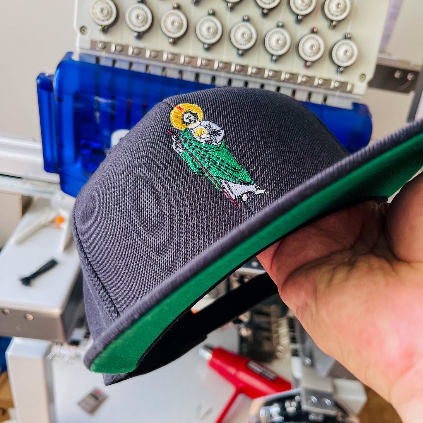 Crowned San Judas Tadeo — Embroidered Hat, snapback San Judas hat