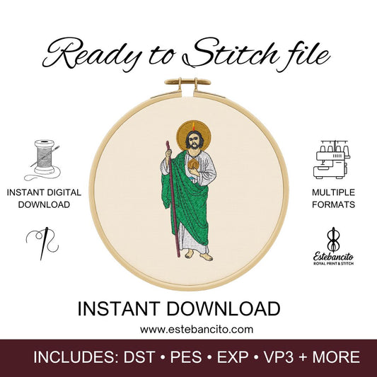 Royal Sigil Download: San Judas Tadeo Embroidered Design (Sacred Patron Edition)