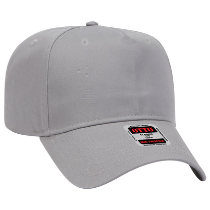 Black Crown Blank – Otto Cap 31-069 Mid Profile 5-Panel Baseball Cap (Structured Fit)