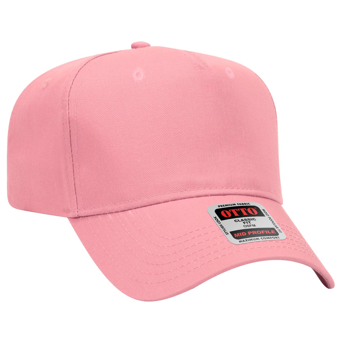 Black Crown Blank – Otto Cap 31-069 Mid Profile 5-Panel Baseball Cap (Structured Fit)