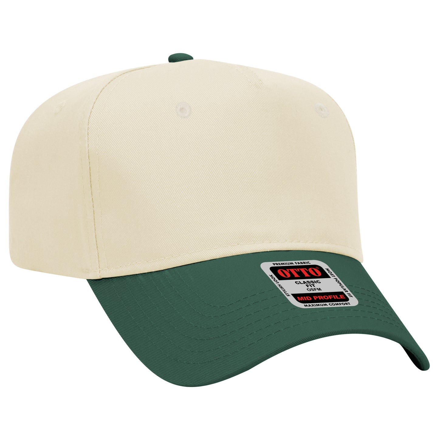 Black Crown Blank – Otto Cap 31-069 Mid Profile 5-Panel Baseball Cap (Structured Fit)