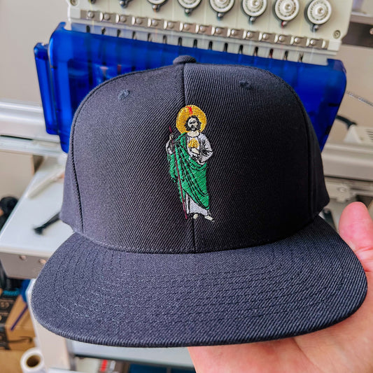 Crowned San Judas Tadeo — Embroidered Hat, snapback San Judas hat