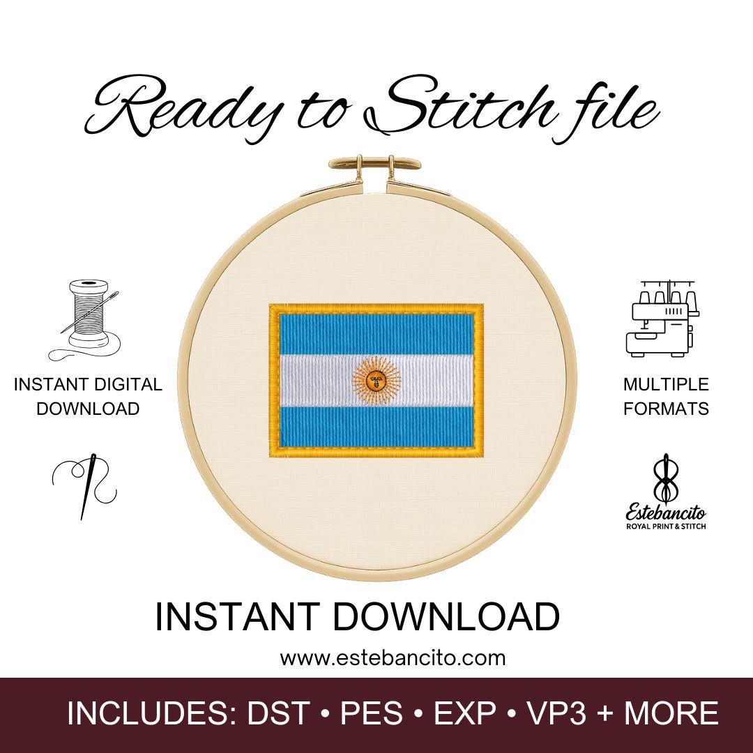 Royal Sigil Download: Argentine Flag Stitch file, Digitized file