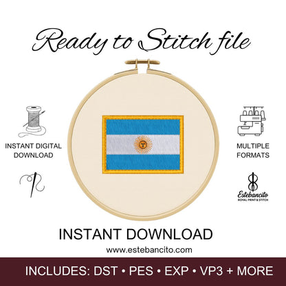 Royal Sigil Download: Argentine Flag Stitch file, Digitized file