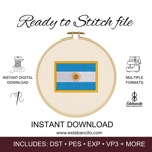 Royal Sigil Download: Argentine Flag Stitch file, Digitized file