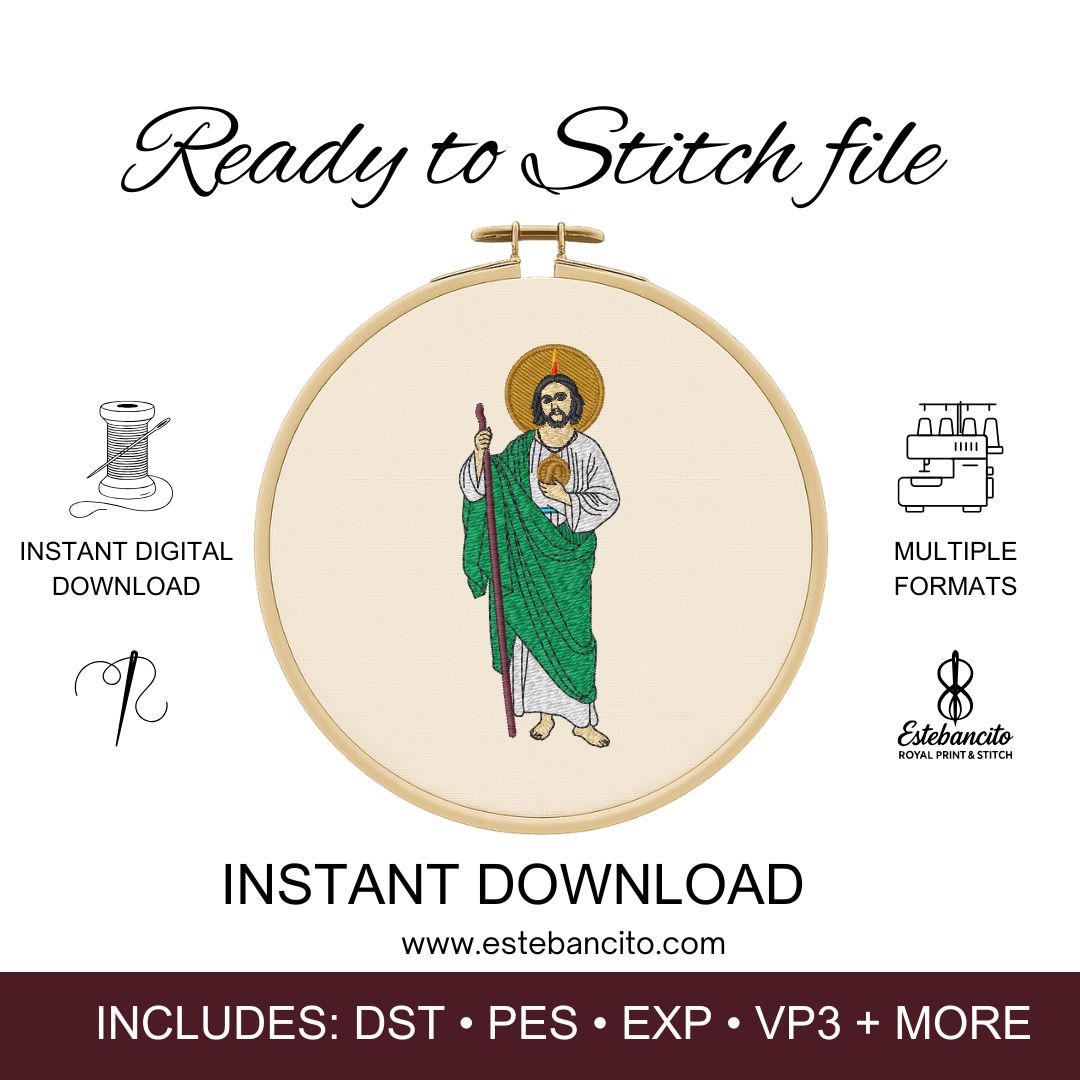 Royal Sigil Download: San Judas Tadeo Embroidered Design (Sacred Patron Edition)