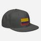 Gorra plana bordada con Bandera de Colombia, snapback hat with Colombian Flag embroidered